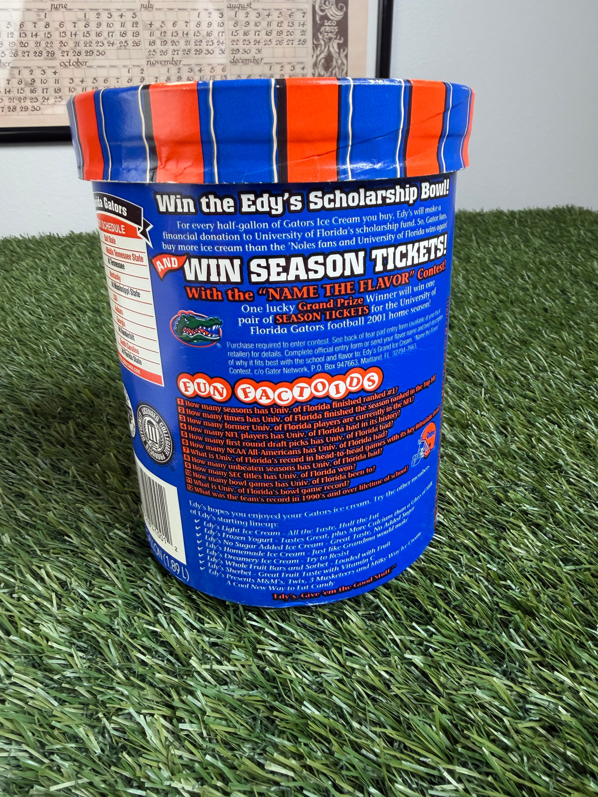 Vintage Florida Gators Ice Cream Container