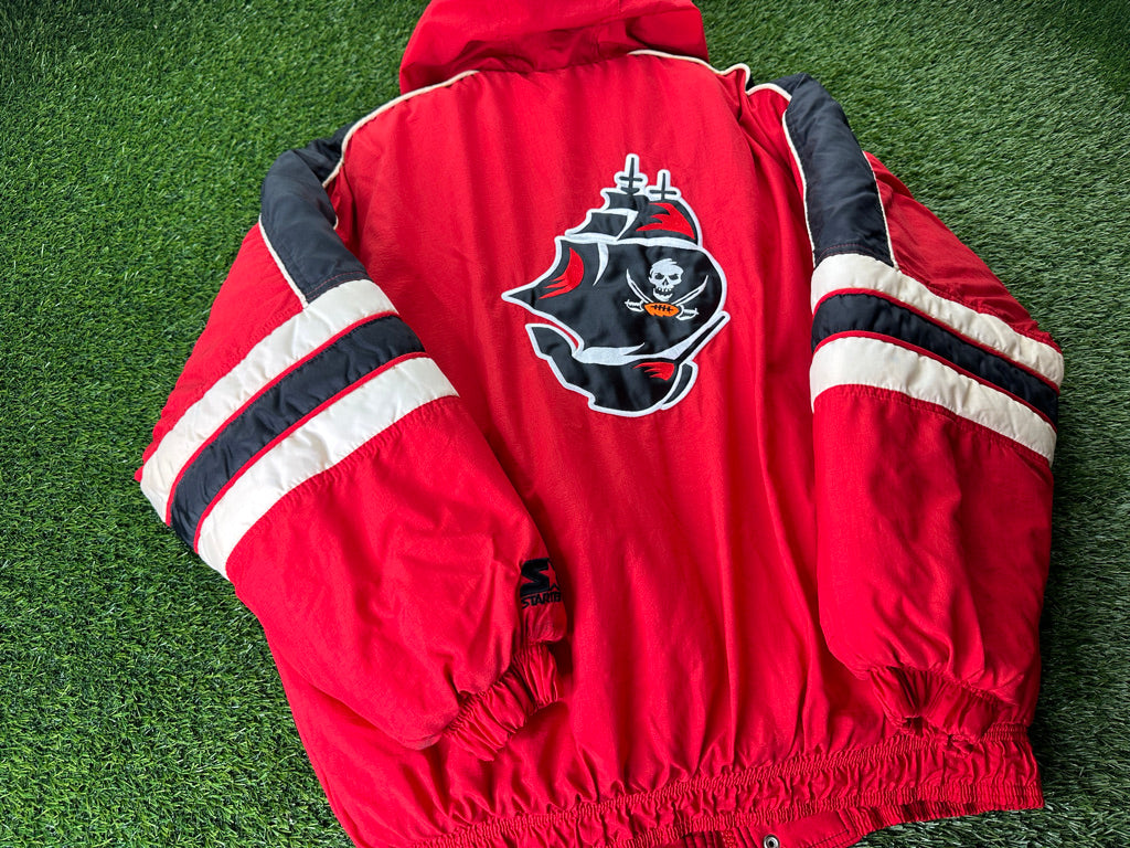 90s Starter Tampa Bay Buccaneers buy Anorak Puffer Jacket Hooded size XL VINTAGE