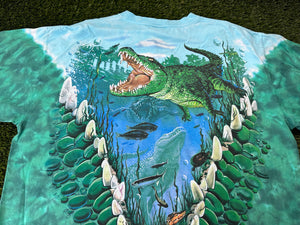 Vintage Liquid Blue Alligator Tie Dye Shirt - XL