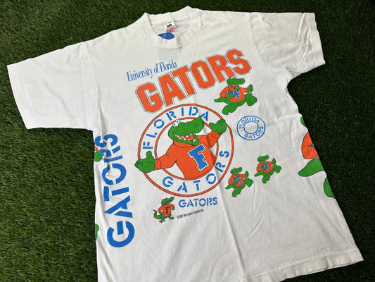 Vintage Florida Gators Cartoon All Over Print Shirt - L
