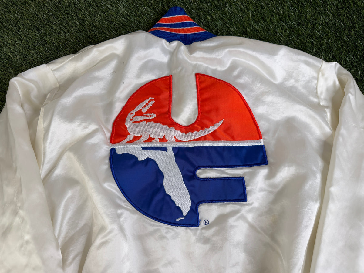 Vintage Florida Gators White Satin Jacket - L