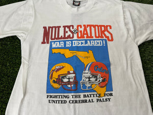 Vintage Florida Gators FSU Rivalry Shirt Cerebral Palsy 1988 White - M