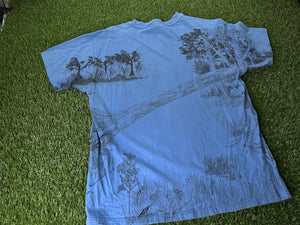 Vintage Alligator All Over Print Shirt Blue - M