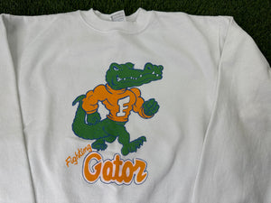 Vintage Florida Gators Sweatshirt Fighting Gator White - M