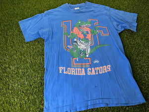 Vintage Florida Gators Cartoon Shirt Distressed Blue - M