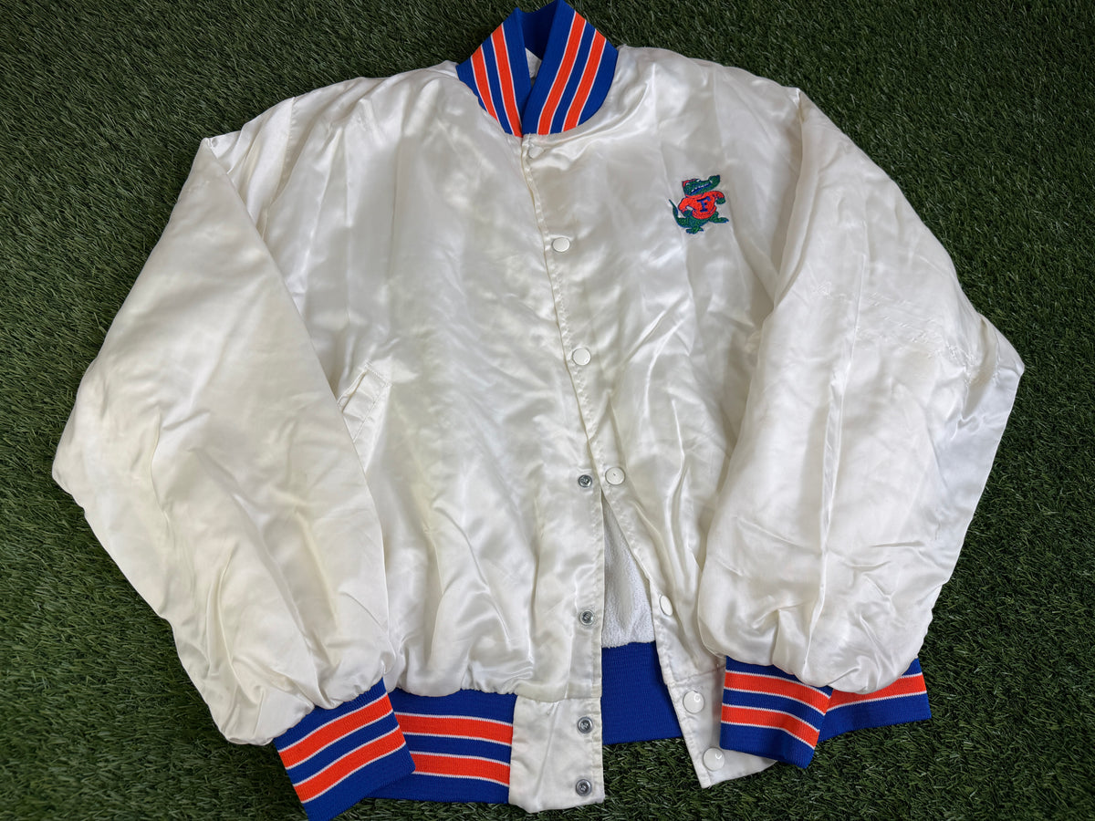 Vintage Florida Gators White Satin Jacket - L
