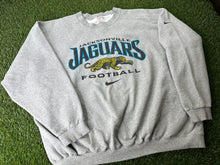 Load image into Gallery viewer, Vintage Jacksonville Jaguars Sweatshirt Swoosh Gray - 2XL
