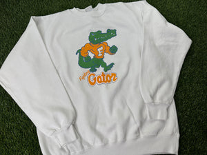 Vintage Florida Gators Sweatshirt Fighting Gator White - M