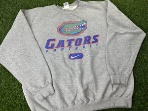 Vintage Florida Gators Sweatshirt Football Swoosh Gray - XL