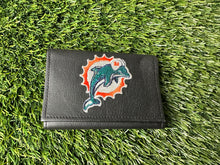 Load image into Gallery viewer, Vintage Miami Dolphins Tri-Fold Leather Wallet

