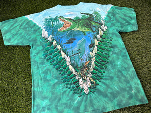 Vintage Liquid Blue Alligator Tie Dye Shirt - XL