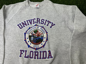 Vintage Florida Gators Sweatshirt School Seal Gray - M