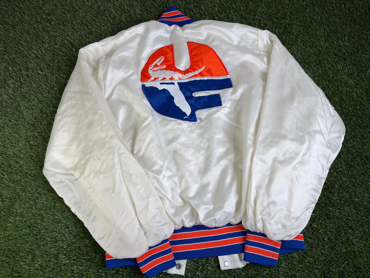 Vintage Florida Gators White Satin Jacket - L