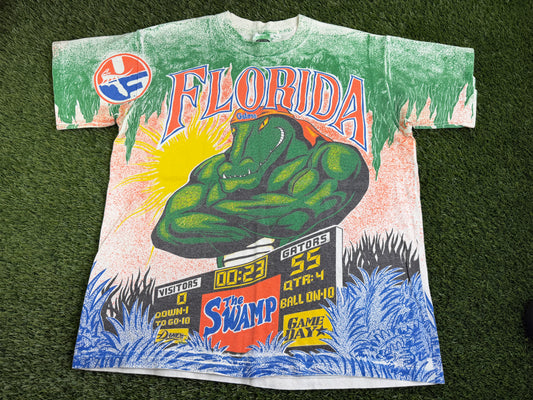 Vintage Florida Gators Shirt All Over Flexing - L
