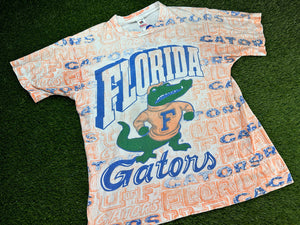 Vintage Florida Gators Shirt All Over Print White - L