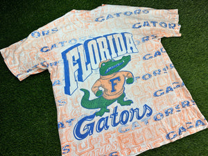 Vintage Florida Gators Shirt All Over Print White - L