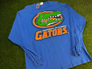 Vintage Florida Gators Long Sleeve Shirt Blue Gator Head - XL