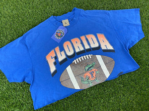 Vintage Florida Gators Crop Top Football Blue - L