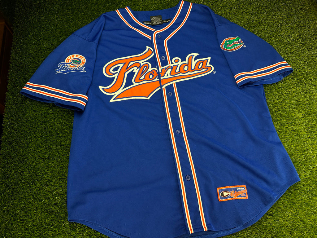 Vintage Florida Gators Baseball Jersey Blue Script - 2XL
