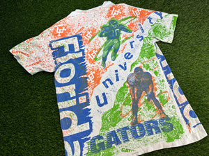 Vintage Florida Gators Shirt Football All Over Print White - S