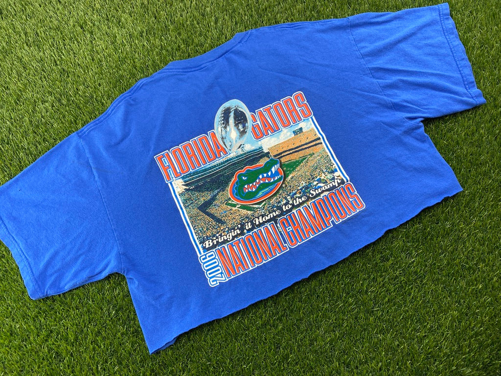 Florida Gators 2006 Football National Champs Crop Top Blue - XL
