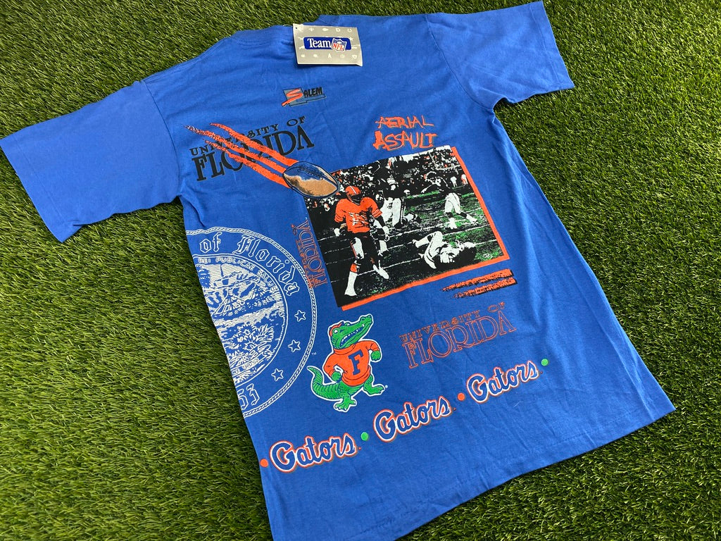 Vintage Florida Gators Salem All Over Print Shirt Blue - S/M