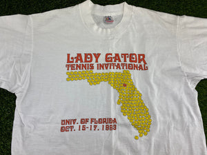 Vintage Lady Gators Tennis Shirt 1993 Invitational White - M