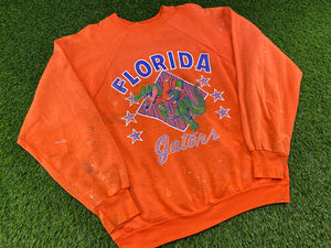 Vintage Florida Gators Running Gator Crewneck Paint Stained Orange - M