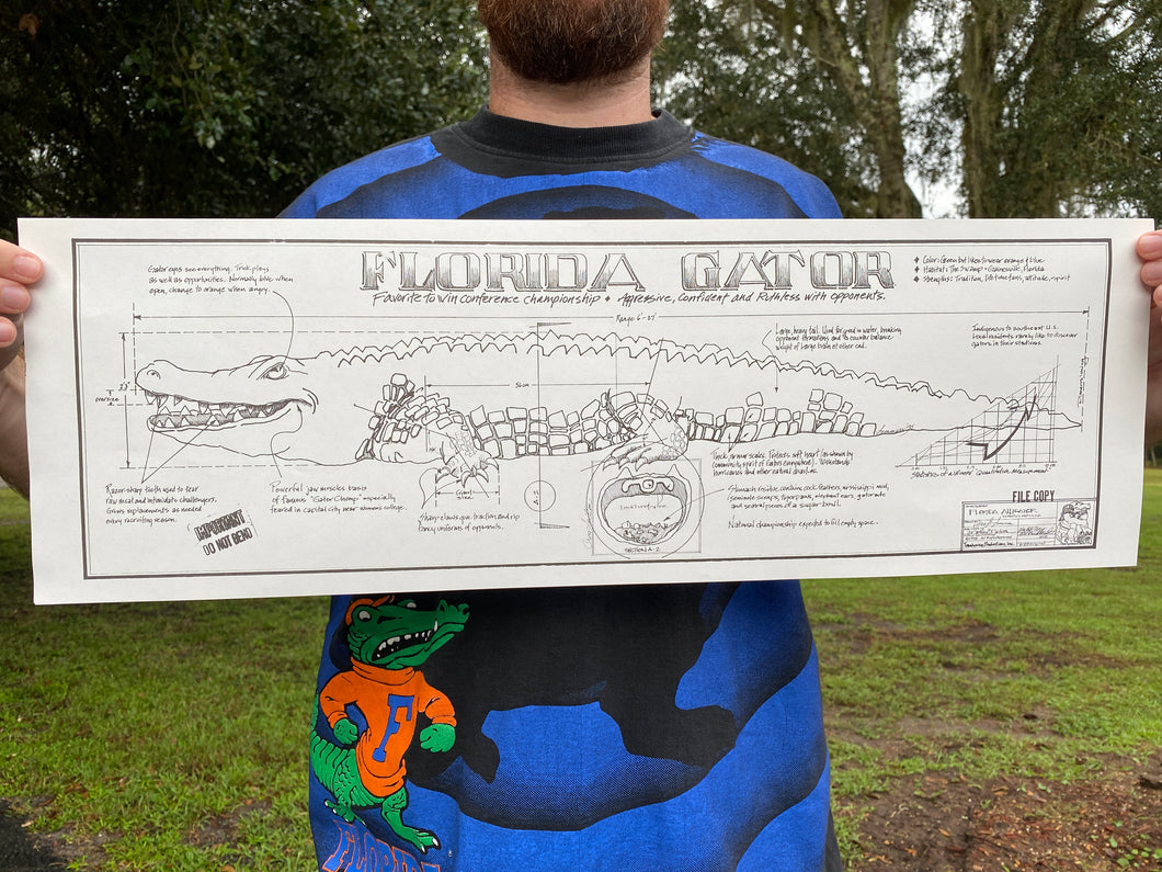 Vintage Florida Gators Blueprint Poster Mini